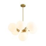 7-light Brass Sputnik Opal Glass Globe Bubble Chandelier - Image 7