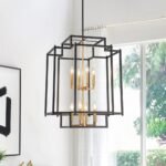 8-Light Candle Style Tiered Square Lantern Chandelier