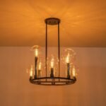 8-Light Glass Globe Wagon Wheel Chandelier - Image 9