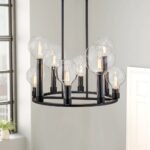 8-Light Glass Globe Wagon Wheel Chandelier - Image 2