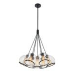 Black 7-Light Cluster Clear Glass Globe Chandelier - Image 4