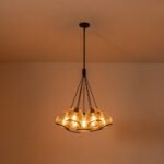 Black 7-Light Cluster Clear Glass Globe Chandelier - Image 8