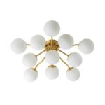 Bloom Brass Frosted Glass Bubble Semi Flush Chandelier - Image 4