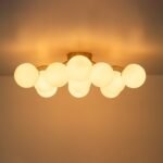 Bloom Brass Frosted Glass Bubble Semi Flush Chandelier - Image 14