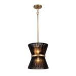 Boho 2-Tier Woven Thread Tapered Drum Pendant Light - Image 20