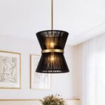 Boho 2-Tier Woven Thread Tapered Drum Pendant Light - Image 4