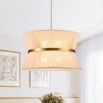 Boho 2-Tier Woven Thread Tapered Drum Pendant Light