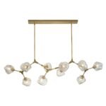 Brass 10-Light Branch Frozen Glass Ice Style Island Pendant - Image 3