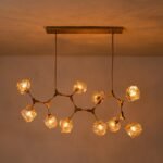 Brass 10-Light Branch Frozen Glass Ice Style Island Pendant - Image 11