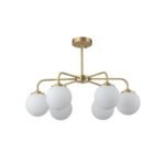 Brass 6-Light Milky White Globe Round Chandelier - Image 7
