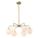 Brass 6-Light Milky White Globe Round Chandelier - Image 5