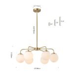 Brass 6-Light Milky White Globe Round Chandelier - Image 12