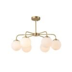 Brass 6-Light Milky White Globe Round Chandelier - Image 6