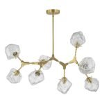 Brass 8-Light Organic Branch Frozen Glass Ice Style Chandelier - Image 4