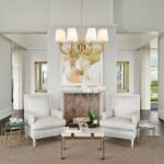Brass 8-Light White Fabric Shade Scrolling Chandelier - Image 2