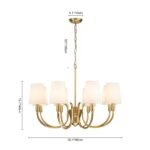 Brass 8-Light White Fabric Shade Scrolling Chandelier - Image 12