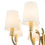 Brass 8-Light White Fabric Shade Scrolling Chandelier - Image 8