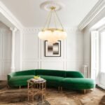 Brass 9-Light Alabaster Milky White Glass Globe Wheel Chandelier