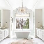 Brass Cluster Ribbed Glass Globe Bubble Chandelier - Image 8