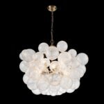 Brass Cluster Ribbed Glass Globe Bubble Chandelier - Image 43