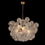 Brass Cluster Ribbed Glass Globe Bubble Chandelier - Image 42