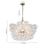 Brass Cluster Ribbed Glass Globe Bubble Chandelier - Image 39