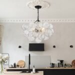 Brass Cluster Ribbed Glass Globe Bubble Chandelier - Image 46