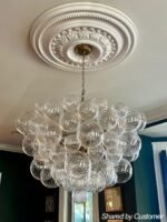 Brass Cluster Ribbed Glass Globe Bubble Chandelier - Image 4