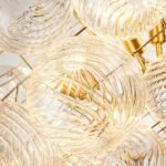 Brass Cluster Ribbed Glass Globe Bubble Chandelier - Image 29