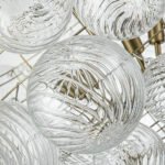 Brass Cluster Ribbed Glass Globe Bubble Chandelier - Image 20
