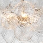 Brass Cluster Ribbed Glass Globe Bubble Chandelier - Image 30