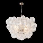 Brass Cluster Ribbed Glass Globe Bubble Chandelier - Image 44