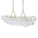Brass Cluster Ribbed Glass Globe Bubble Linear Chandelier - Image 9