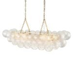 Brass Cluster Ribbed Glass Globe Bubble Linear Chandelier - Image 8