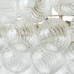 Brass Cluster Ribbed Glass Globe Bubble Linear Chandelier - Image 11