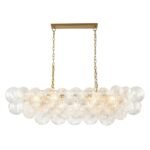 Brass Cluster Ribbed Glass Globe Bubble Linear Chandelier - Image 4