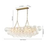 Brass Cluster Ribbed Glass Globe Bubble Linear Chandelier - Image 18