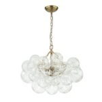 Brass Cluster Sculpture Texture Glass Globe Bubble Chandelier - Image 10