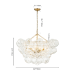 Brass Cluster Sculpture Texture Glass Globe Bubble Chandelier - Image 27