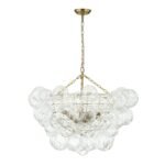 Brass Cluster Sculpture Texture Glass Globe Bubble Chandelier - Image 15