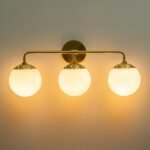 Brass Daisy 3-Light Opal Glass Globe Vanity Light - Image 11