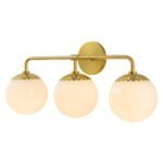 Brass Daisy 3-Light Opal Glass Globe Vanity Light - Image 6