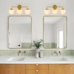 Brass Daisy 3-Light Opal Glass Globe Vanity Light - Image 2