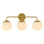 Brass Daisy 3-Light Opal Glass Globe Vanity Light - Image 3