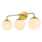 Brass Daisy 3-Light Opal Glass Globe Vanity Light - Image 7