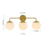 Brass Daisy 3-Light Opal Glass Globe Vanity Light - Image 12