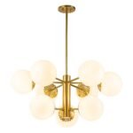 Brass Daisy Tiered Opal Glass Globe Sputnik Chandelier - Image 7