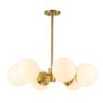 Brass Daisy Tiered Opal Glass Globe Sputnik Chandelier - Image 13