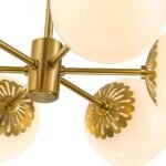 Brass Daisy Tiered Opal Glass Globe Sputnik Chandelier - Image 17