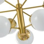 Brass Daisy Tiered Opal Glass Globe Sputnik Chandelier - Image 16